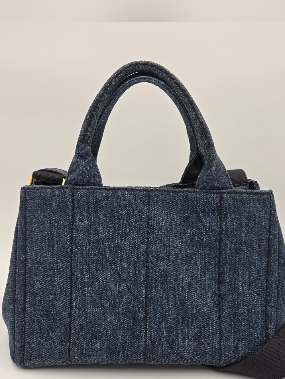 Prada Navy Denim Tote with Gold Hardware - Prada Canvas Canapa, COA included - Picture 8 of 17